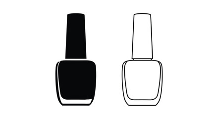 Two nail polish bottles one black and one white shown in a simple style