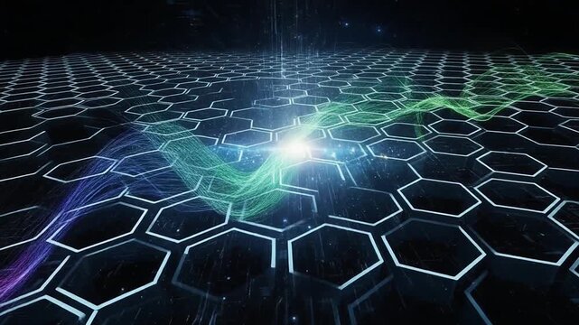 Digital Hexagon Grid Futuristic Technology Background Data Network Concept.