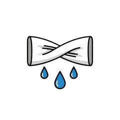Fototapeta premium Cartoon Pipe Leak Illustration with Falling Water Droplets Viewed from Front, Showing Simple Design and Clear Leak Symbol on Plain Background