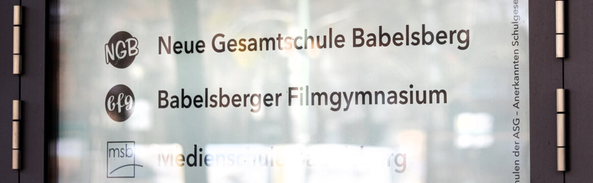 potsdam, brandenburg, germany - 11 02 2026: film school Babelsberg potsdam sign