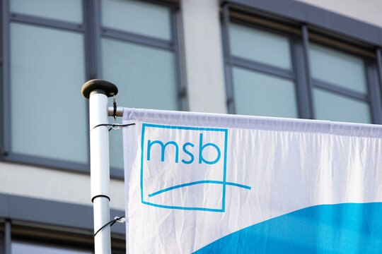potsdam, brandenburg, germany - 11 02 2026: a msb flag in babelsberg