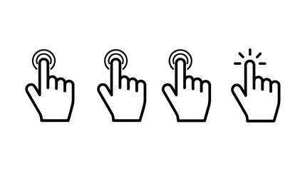 Obraz premium A series of four hand icons illustrate different pressing actions ranging from a gentle touch to a firm tap high quality professional detailed modern elegant stylish