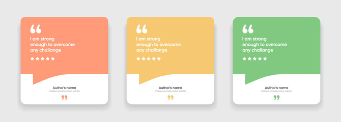 Fototapeta premium 3D bubble testimonial banner, quote, infographic. Social media post template designs for quotes. Empty speech bubbles, quote bubbles and text box. Vector Illustration EPS10.