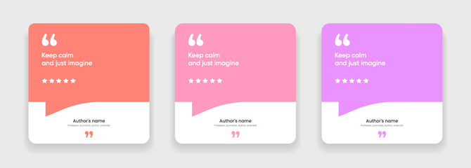 Fototapeta premium 3D bubble testimonial banner, quote, infographic. Social media post template designs for quotes. Empty speech bubbles, quote bubbles and text box. Vector Illustration EPS10.