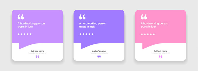 3D bubble testimonial banner, quote, infographic. Social media post template designs for quotes. Empty speech bubbles, quote bubbles and text box. Vector Illustration EPS10.