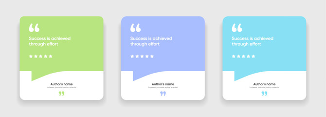 Fototapeta premium 3D bubble testimonial banner, quote, infographic. Social media post template designs for quotes. Empty speech bubbles, quote bubbles and text box. Vector Illustration EPS10.