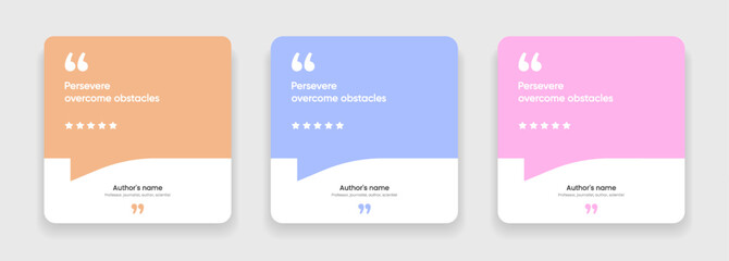 Fototapeta premium 3D bubble testimonial banner, quote, infographic. Social media post template designs for quotes. Empty speech bubbles, quote bubbles and text box. Vector Illustration EPS10.