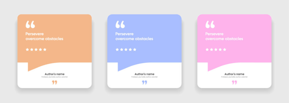 3D bubble testimonial banner, quote, infographic. Social media post template designs for quotes. Empty speech bubbles, quote bubbles and text box. Vector Illustration EPS10.