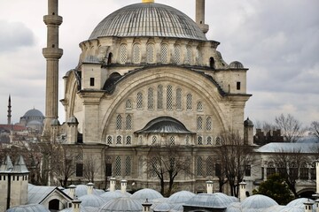 Architectural Detail of Nusretiye Mosque, Ottoman Baroque Columns and Arches, Istanbul