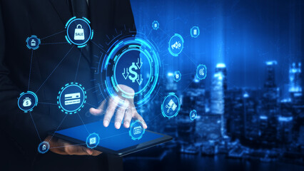 Fototapeta premium Modern budgeting and financial management icons showing finance, savings, tax, and planning. Budget supports business strategy, budget helps growth, and budgeting ensures financial control. Entice