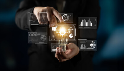 Fototapeta premium Big data visualization dashboard showing analytics, insights, and performance. Data supports decisions, data reveals trends, data powers analytics, and transforms strategy. Latch