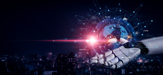 Obraz premium AI accelerates global data processing by optimizing AI, data, and processing across connected digital infrastructures Vouch