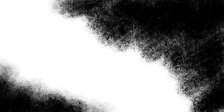 Black Spray Paint Texture or Heavy Charcoal Dust Frame Isolated on White