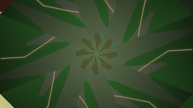Aerial view of an abstract green radial pattern with motion blur and symmetrical design