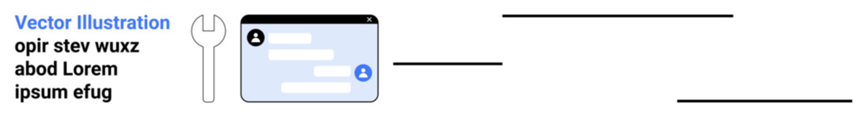 Fototapeta premium Identity verification, user authentication, data security, account management, online customization, settings. A user profile card with a wrench icon. Identity verification and user authentication