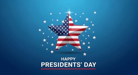 Celebrating presidents' day with patriotic star and american flag in a festive atmosphere