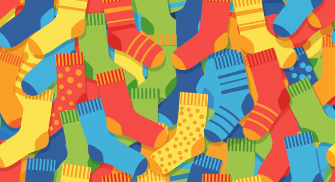 Celebrating World Down Syndrome Day with colorful socks illustration on a vibrant background