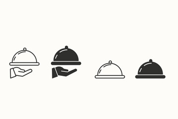 Fototapeta premium Food cloche serving dish icons for restaurant menu.