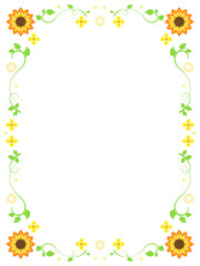 黄色い花と植物の装飾テンプレート