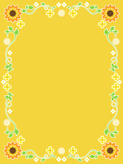 黄色い花と植物の装飾テンプレート