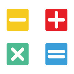 Fototapeta premium Modern Colorful Math Symbols Icon Set – Minimal Flat Calculator Buttons Design
