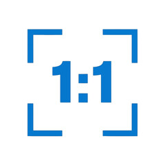 1 Ratio Displayed Inside a Blue Square Frame &ndash; Minimalist Graphic Design on White Background