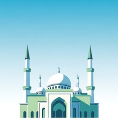 Mosque architecture with minarets and dome.