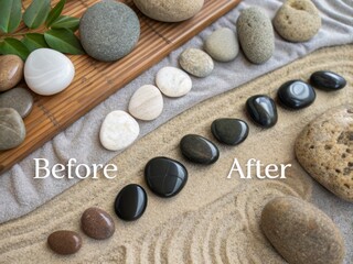 Zen Spa Stones: Raw to Polished Transformation Display