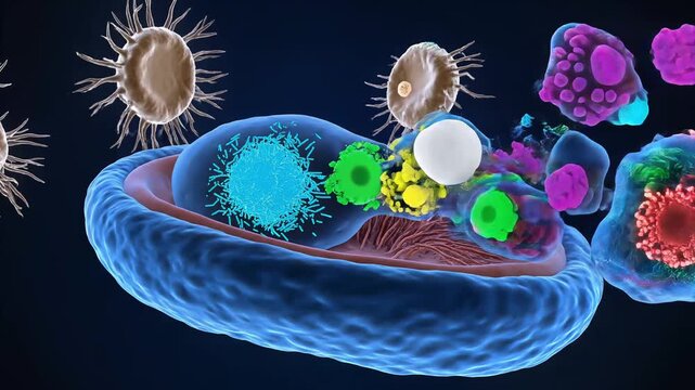 Autoimmune Disease Mechanism Showing Cell Rupture and Antigen Release