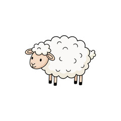 Cartoon Sheep Illustration with Fluffy Wool.
