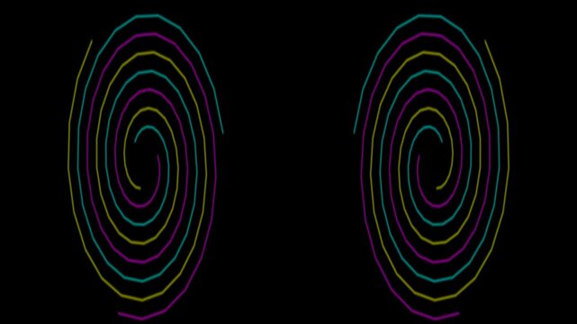 Colorful Spiral Light Pattern on Black Background for Visual Effects