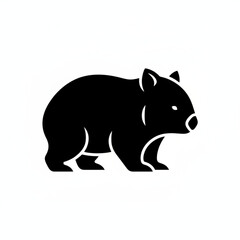 Fototapeta premium wombat walking silhouette icon illustration for wildlife, zoo, and animal design