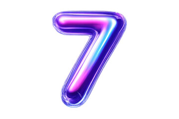 Obraz premium Number 7 purple blue holographic 3d balloon