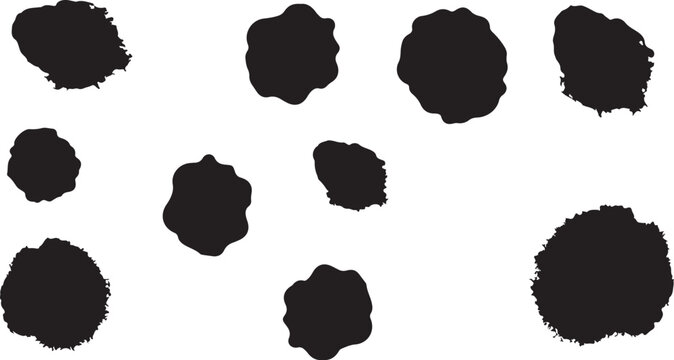 Black ink splatters on white background texture pattern design