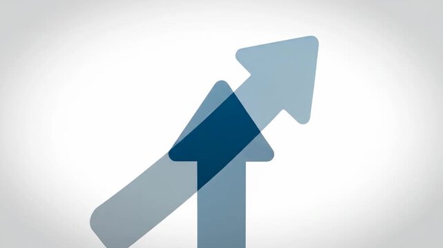Three arrows pointing upwards in different shades of blue against a gradient white background from a straight-on viewpoint