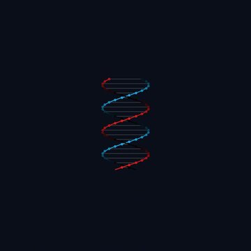 Colorful rotating DNA double helix animation