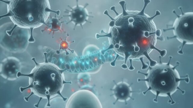 Cinematic depiction of interferon signaling as cellular alarm, triggering immune response against viral pathogens