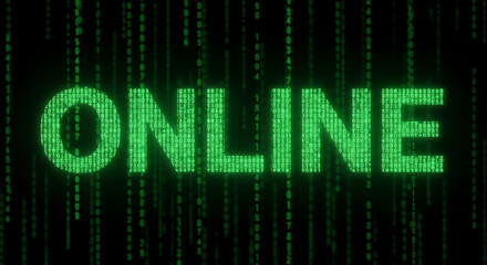 Fototapeta premium A green online text display with a digital matrix background