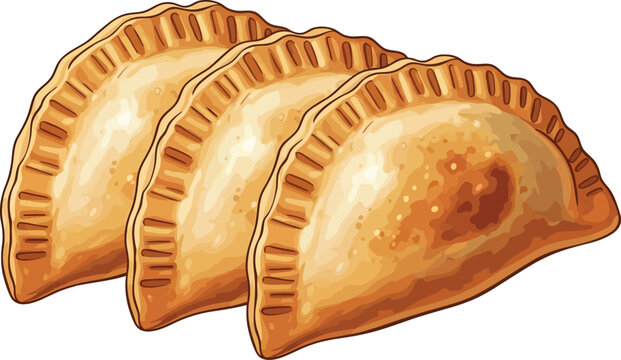 Golden Fried Empanadas Stacked Delicious Snack Food Illustration