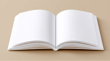 Fototapeta premium Blank open book on beige background with empty white pages