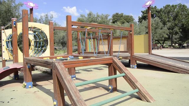Children&rsquo;s Playground with Colorful Slides and Swings