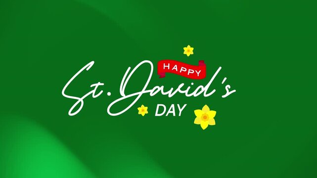 Happy St David's day with yellow daffodils, March 1st Holiday