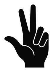 Obraz premium Hand gesture shows victory or peace sign with two fingers up on transparent background