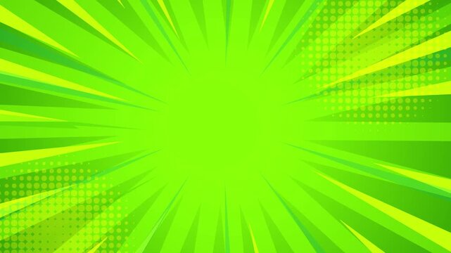 Green comic background pop art radial speed energy seamless loop animation