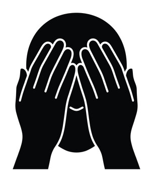 Hands covering face in despair symbol of sadness shame fear stress or mental health