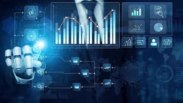 AI-generated interface showing seamless data integration from cloud and database into automated analytics dashboard for business insights and performance monitoring Marrow