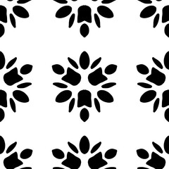 Fototapeta premium Seamless black and white abstract symmetrical pattern with organic shapes.