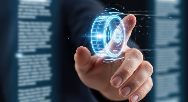 Close up of hand manipulating a virtual scroll wheel to browse long content.
