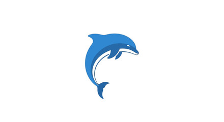 Fototapeta premium Dolphin vector illustration isolated on white background showing a blue marine mammal swimming in a simple cartoon style