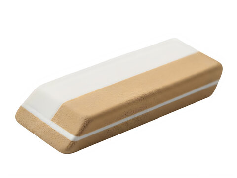 A white and brown eraser on a white background isolated on transparent background
